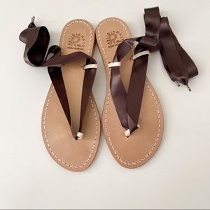 NWOT Artigianato Rallo Italian Leather Lace-Up Sandals